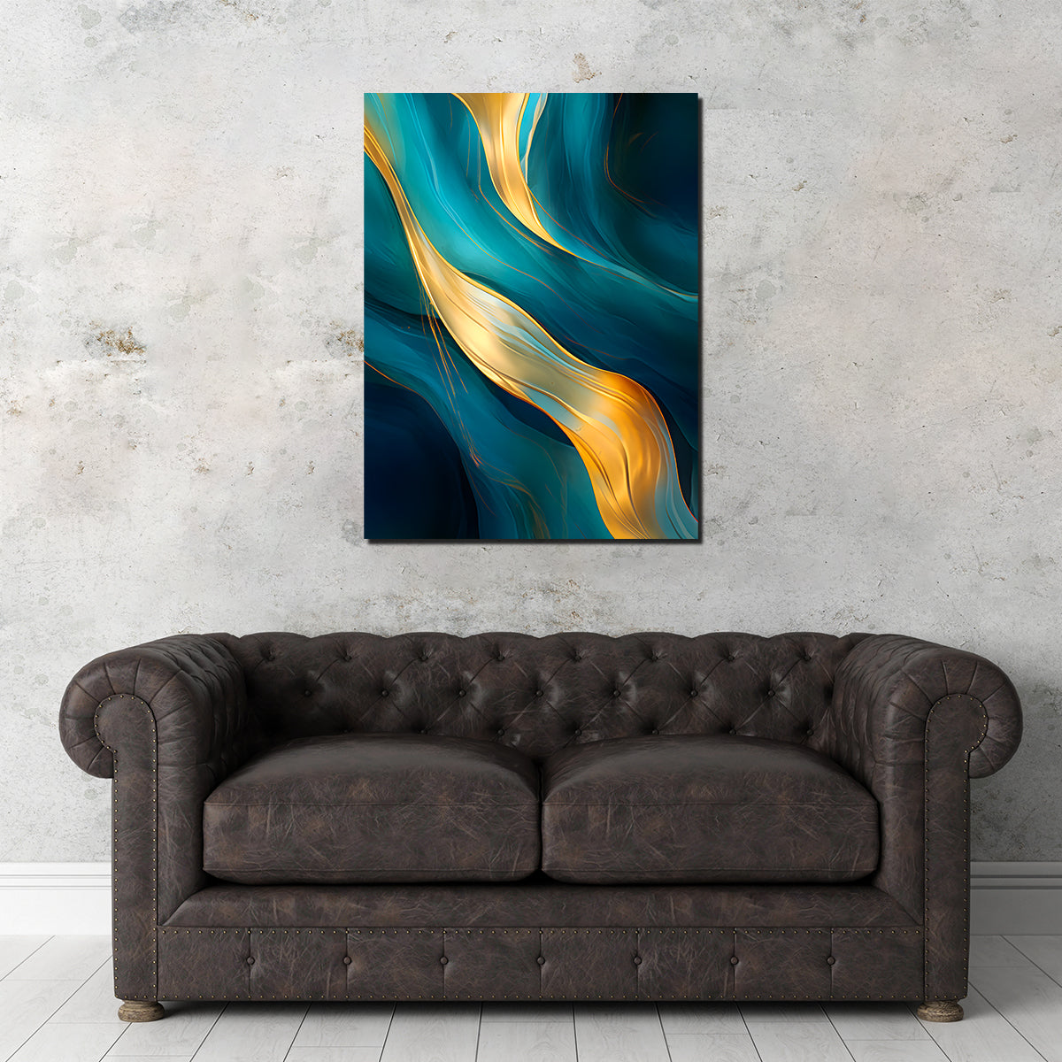 Stunning Abstract - Blue Gold Waves 12 Wall Art for Modern Interiors