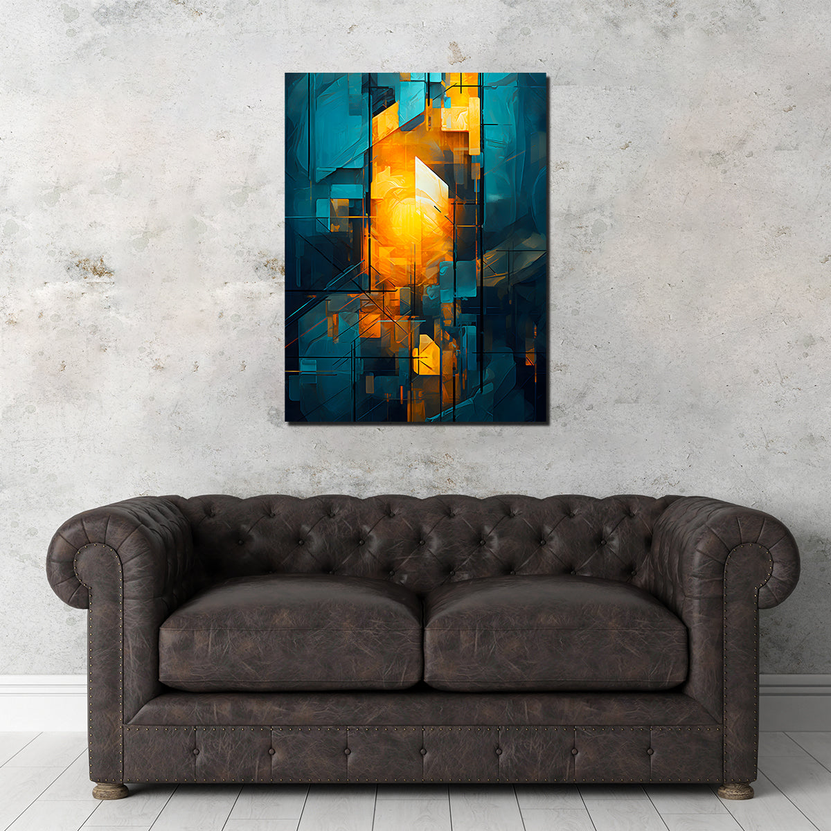 Eye - catching Abstract Blue Orange Shapes 26 Wall Art for Modern Decor