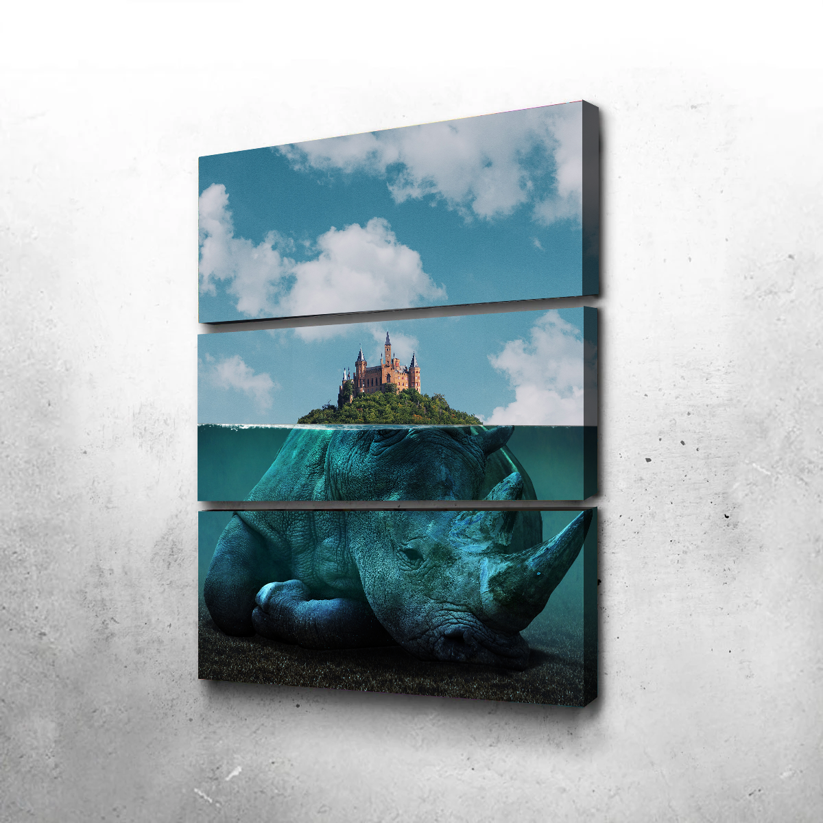 Stunning Rhino Island Wall Art by Ibrahim Saifee