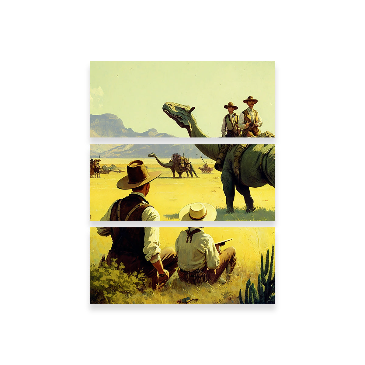 Dino Rodeo - Stunning Explorers of the Wild West Wall Art for Your Home Decor