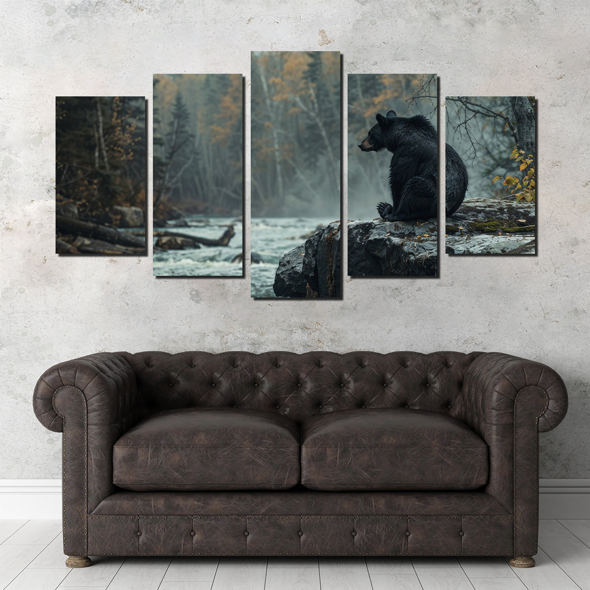 Stunning Black Bear River Wall Art for Home Decor