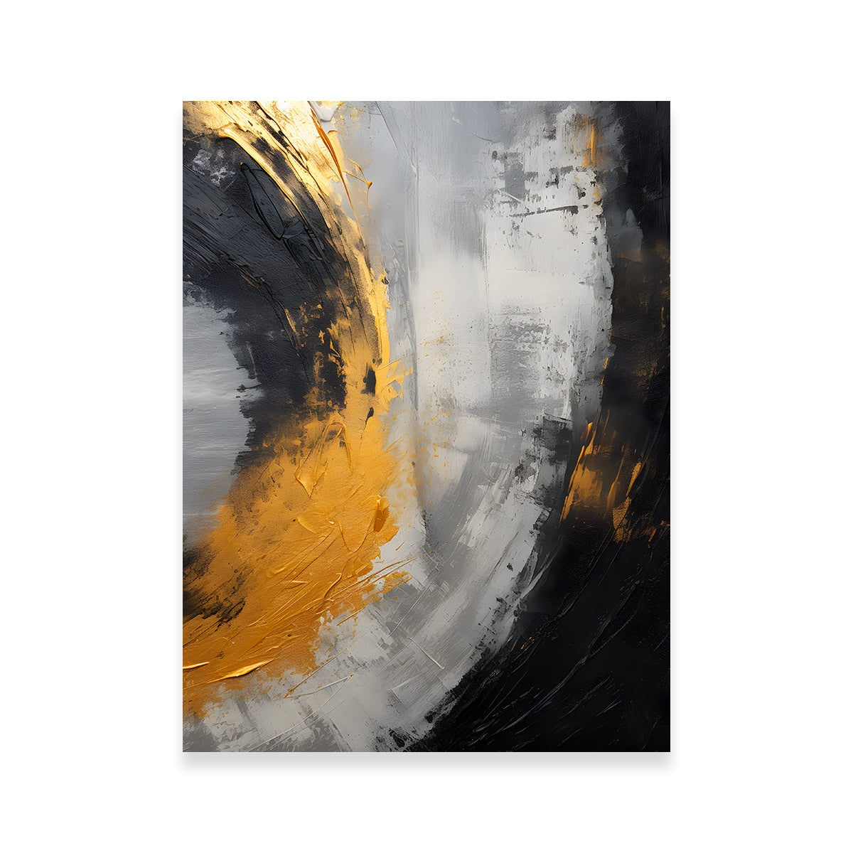 Stunning Abstract - Black Gold Shapes 1 Wall Art for Modern Interiors