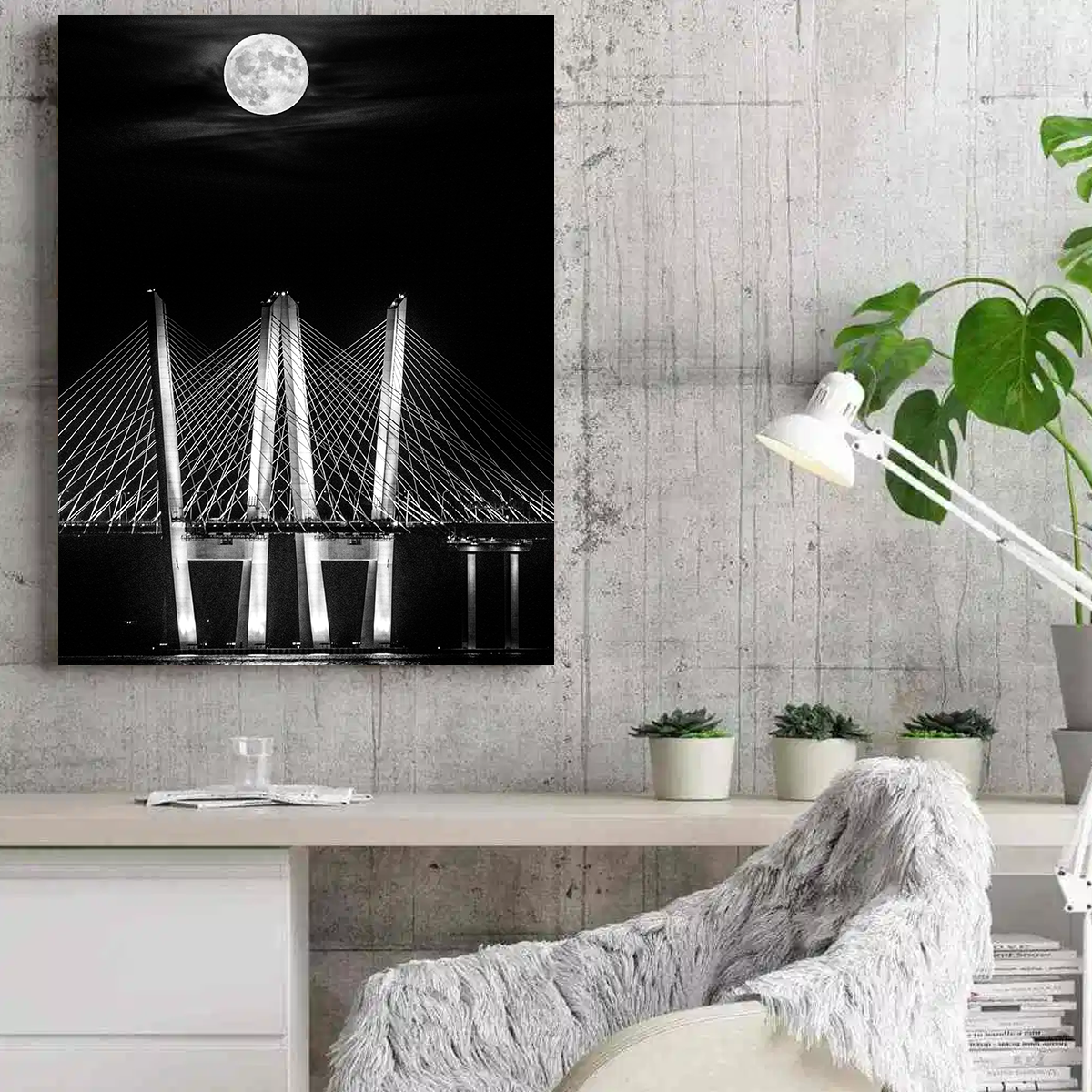 Stunning Grayscale Buck Moon Rising Wall Art by Dennis Maida