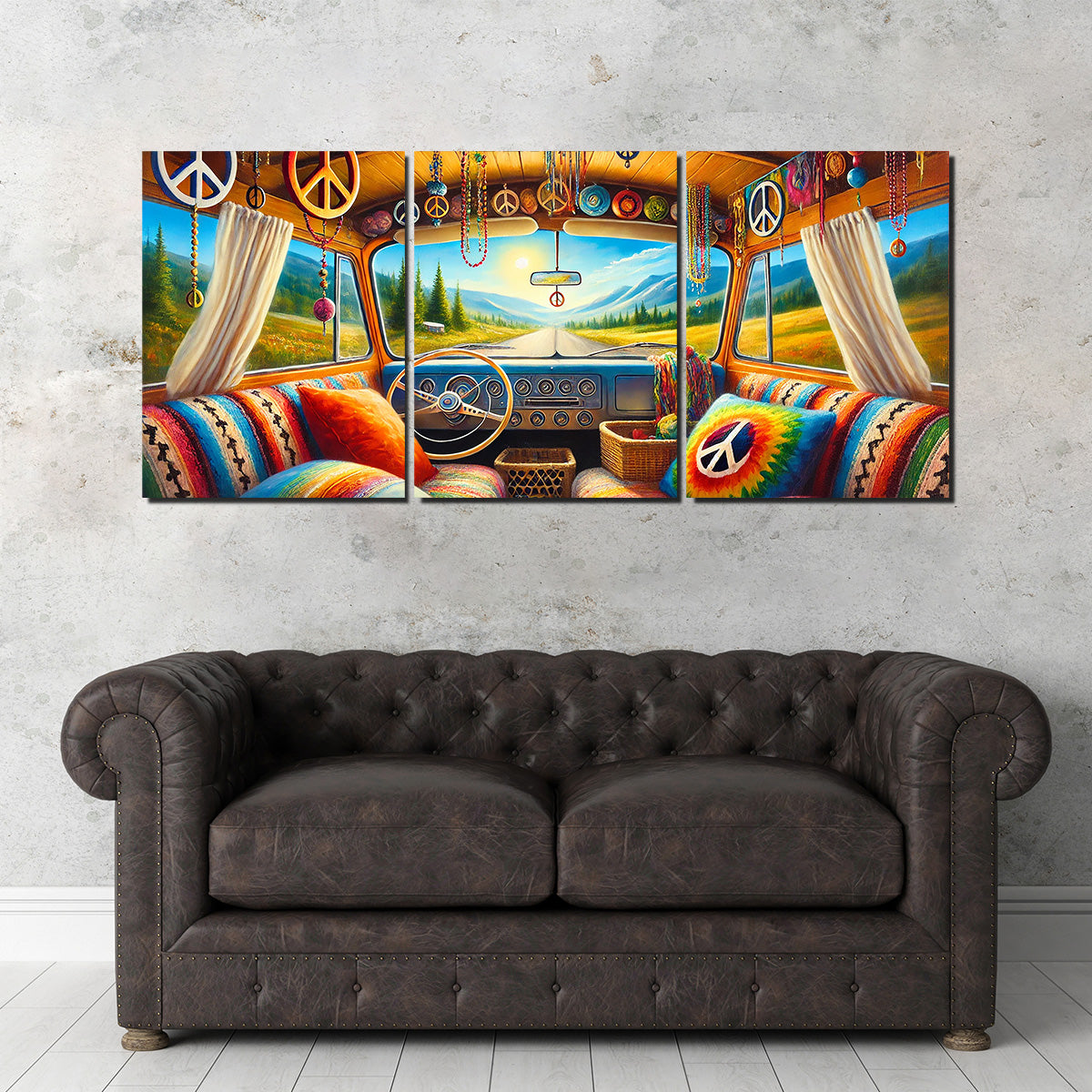Vibrant Hippie Van Interior Wall Art for Stunning Decor