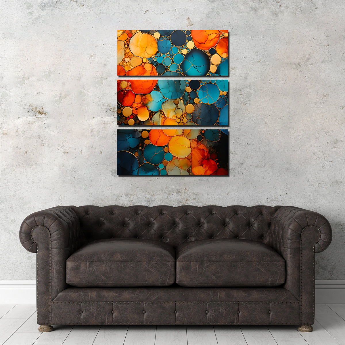 Stunning Abstract Blue Orange Shapes Wall Art - 16-Inch Masterpiece