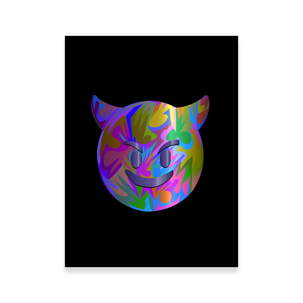 Striking Devil Emoji Black Wall Art for Trendy Decor