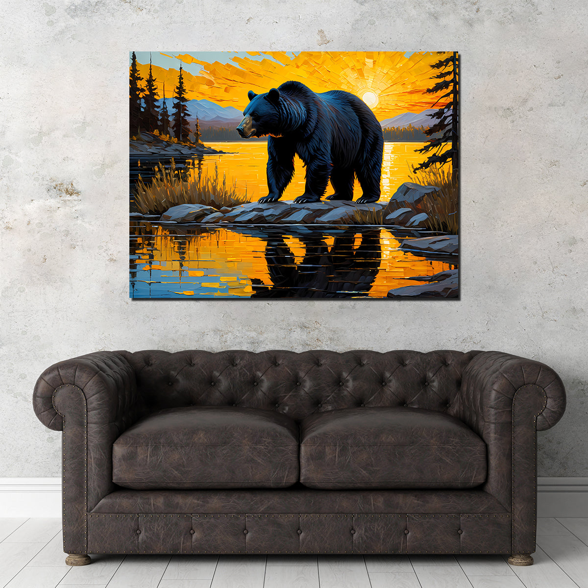 Stunning Black Bear Sunset Wall Art for Home Decor