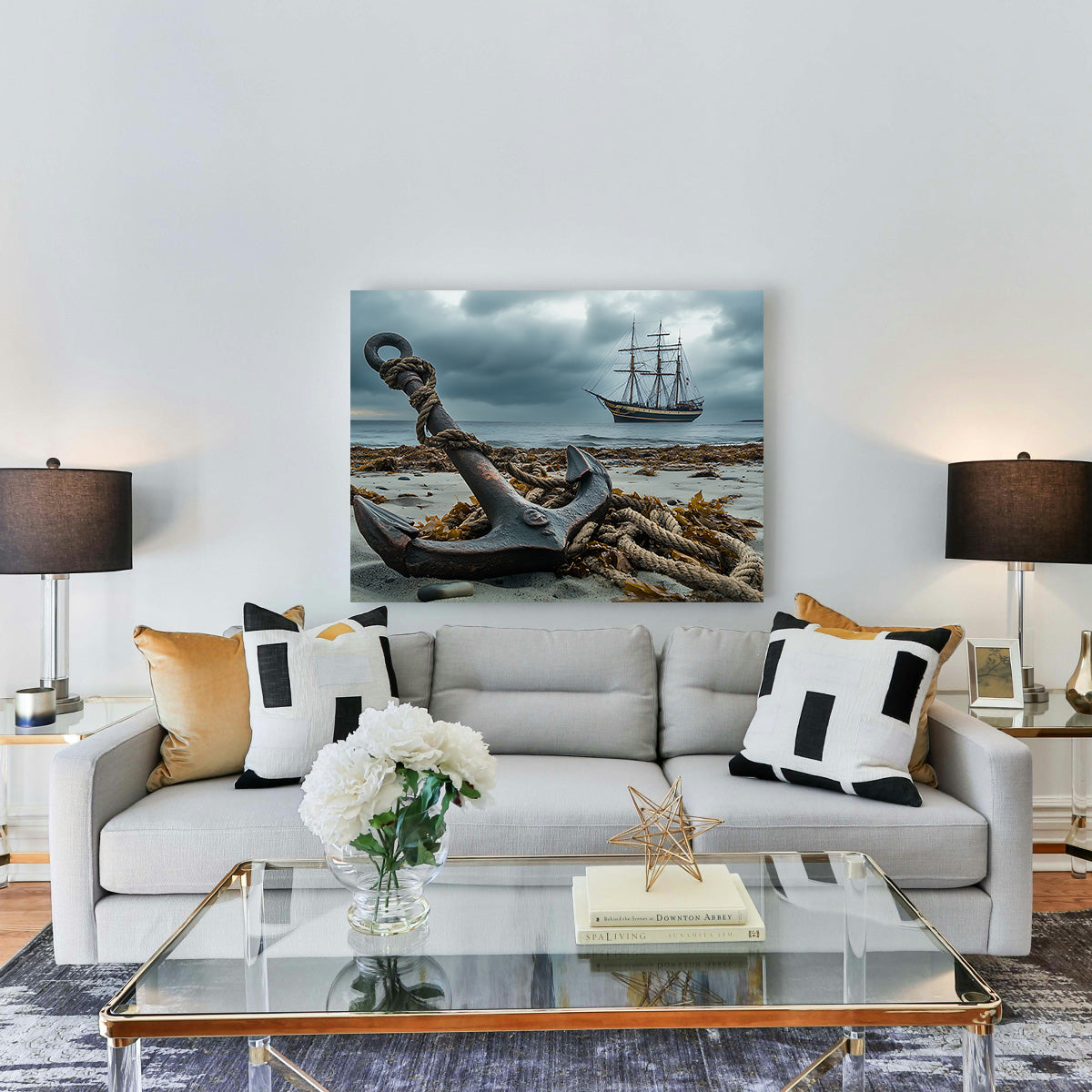 Stunning Rustic Anchor on Sandy Beach Wall Art for Coastal Decor
