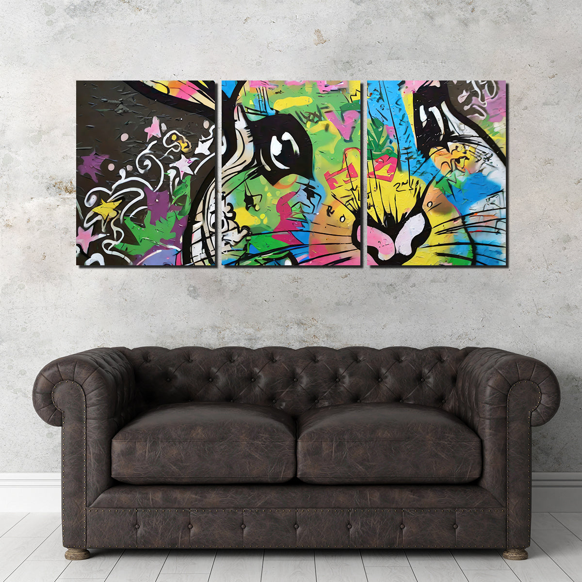 Eye - catching Rabbit Graffiti Wall Art by Stephen Chambers