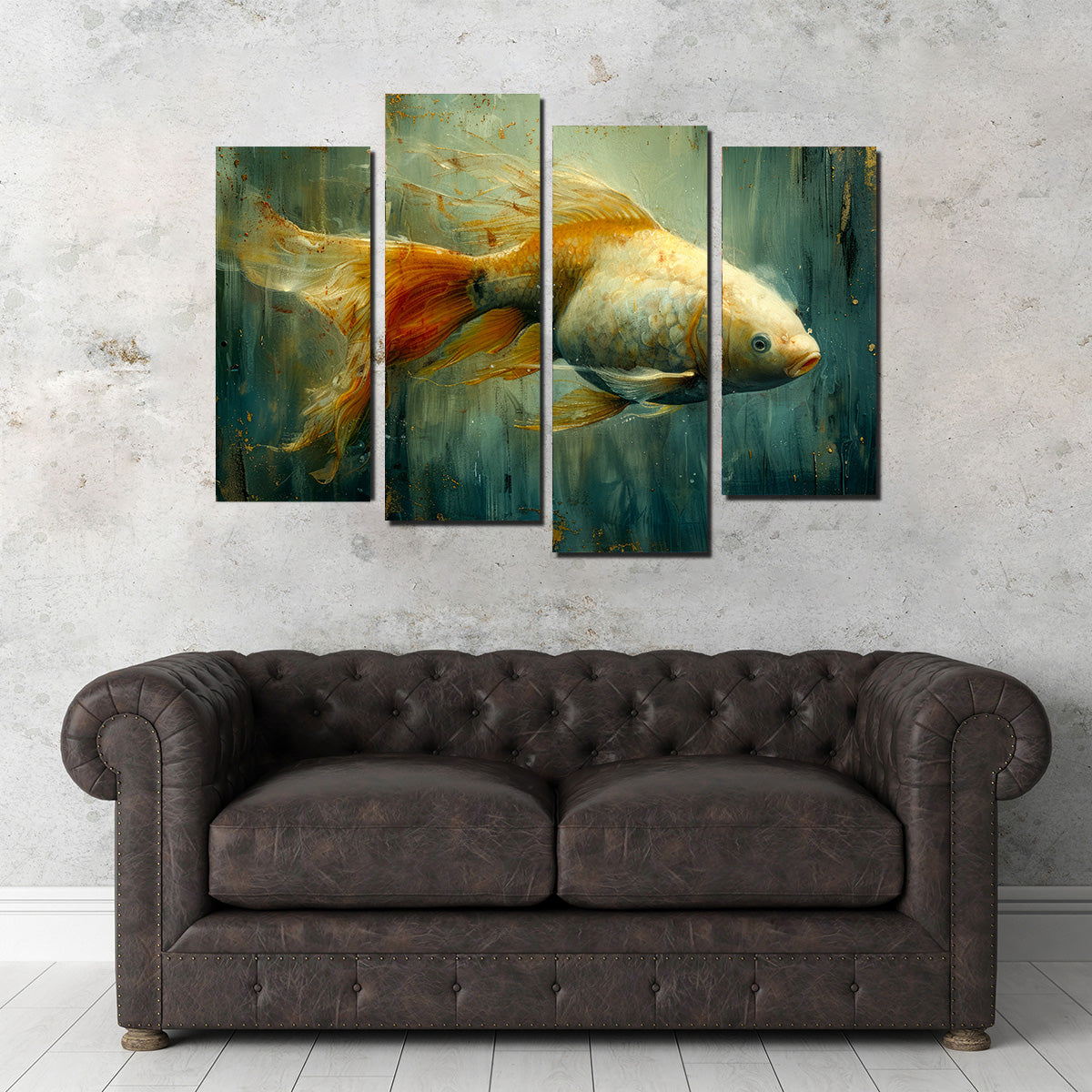 Stunning Golden Koi Fish Wall Art for Elegant Home Decor