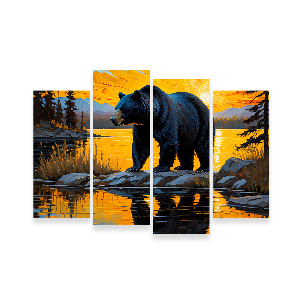 Stunning Black Bear Sunset Wall Art for Home Decor