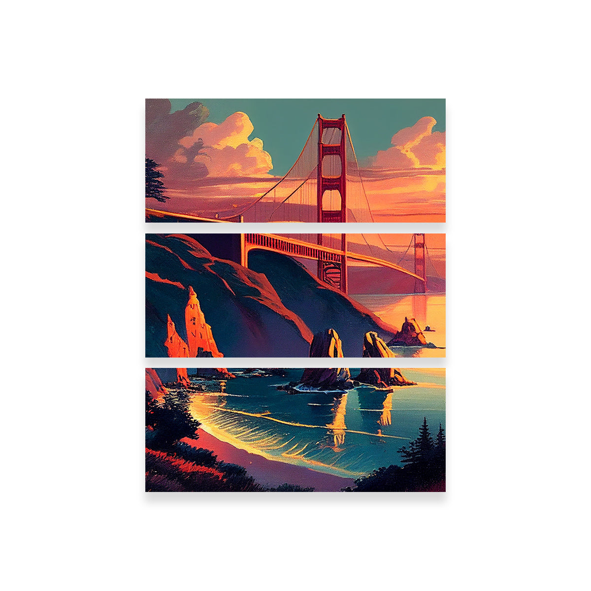 Stunning Golden Gate Bridge at Sunset Wall Art - A Must - Have Decor Piece