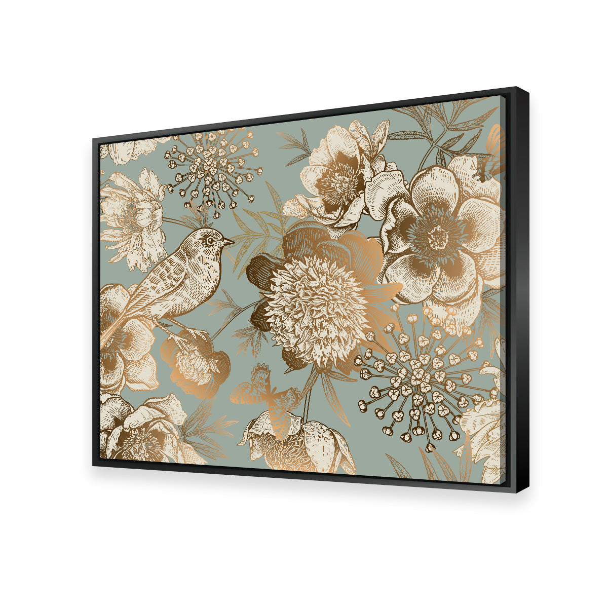Exquisite Golden Flowers Pattern Wall Art for Stunning Home Decor