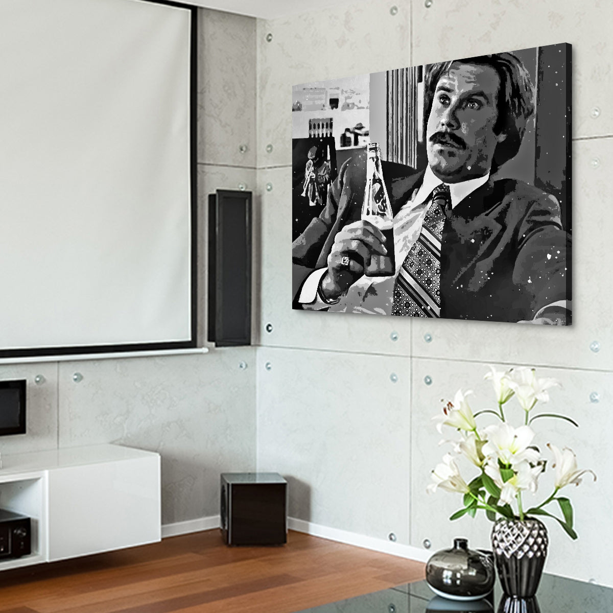 Ron Burgundy Stylish Grayscale Wall Art for Stunning Decor
