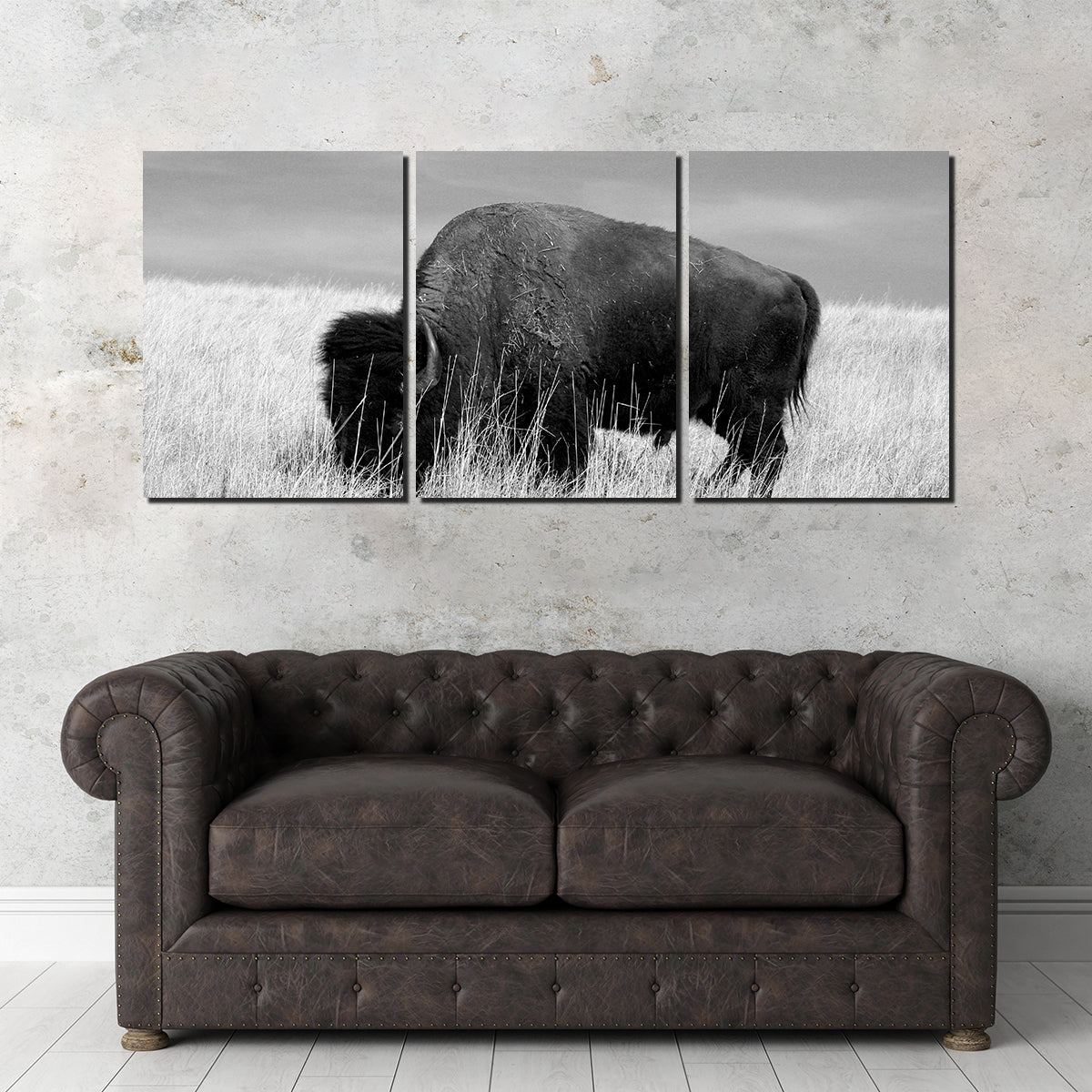 Lone Buffalo Grayscale Wall Art - Stunning Sustainable Decor