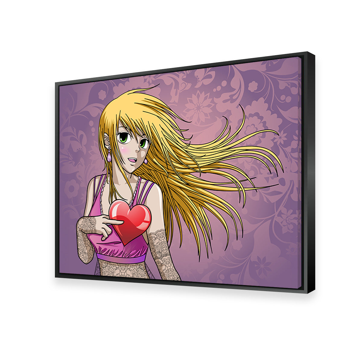Charming Girl Holding Heart Wall Art