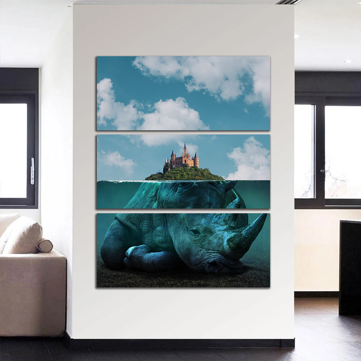 Stunning Rhino Island Wall Art by Ibrahim Saifee