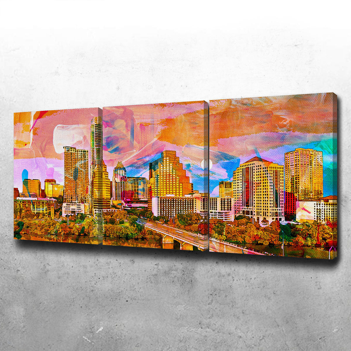 Stunning Abstract Moon Over Austin Wall Art for Home Decor