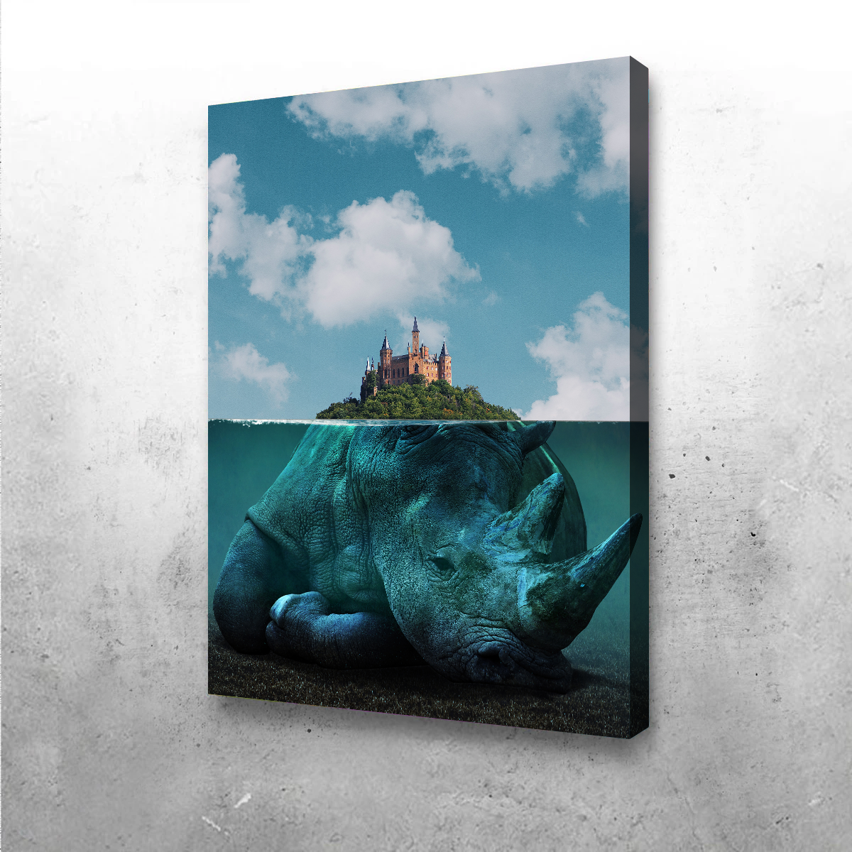 Stunning Rhino Island Wall Art by Ibrahim Saifee