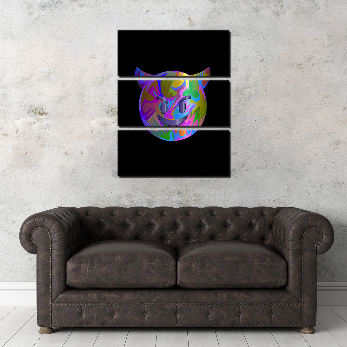 Striking Devil Emoji Black Wall Art for Trendy Decor