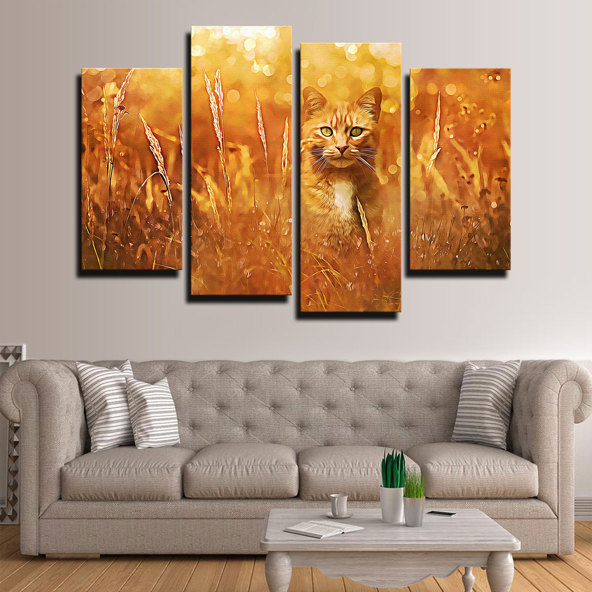 Charming Little Tiger In The Grass Wall Art by Denise Dundon