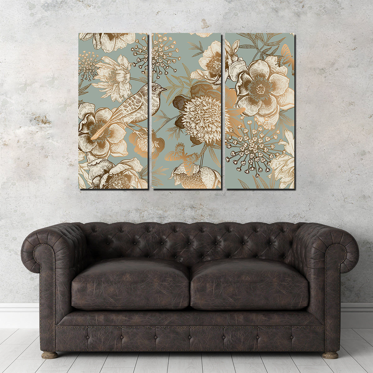 Exquisite Golden Flowers Pattern Wall Art for Stunning Home Decor