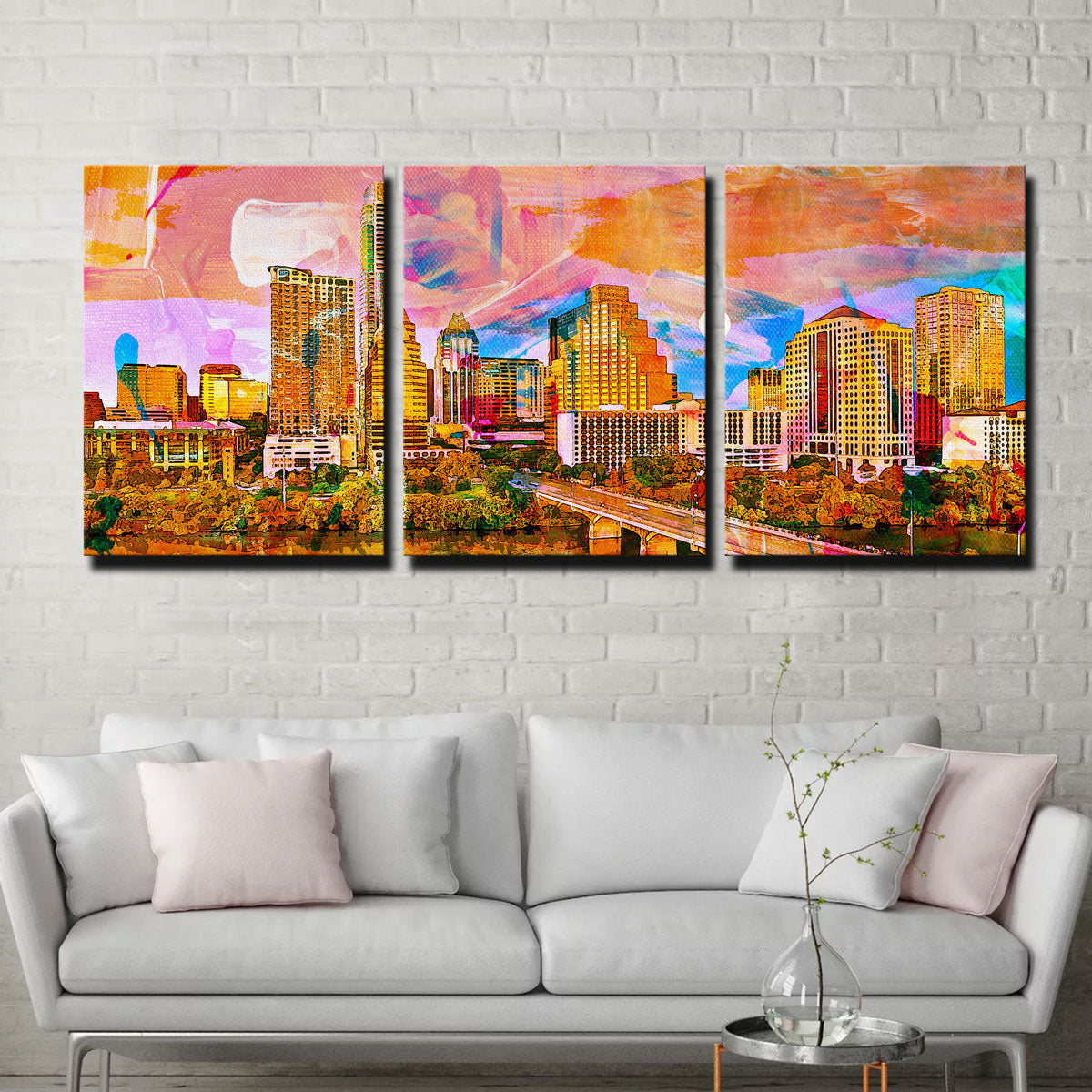 Stunning Abstract Moon Over Austin Wall Art for Home Decor