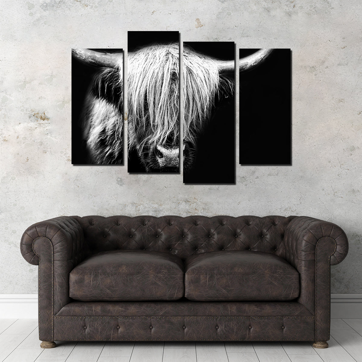 Stunning Grayscale Highland Cow Wall Art for Your Home Decor