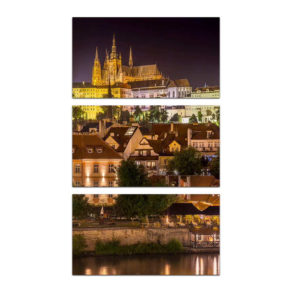 Stunning Prague Castle and St. Vitus Cathedral by Night Wall Art for Home Decor