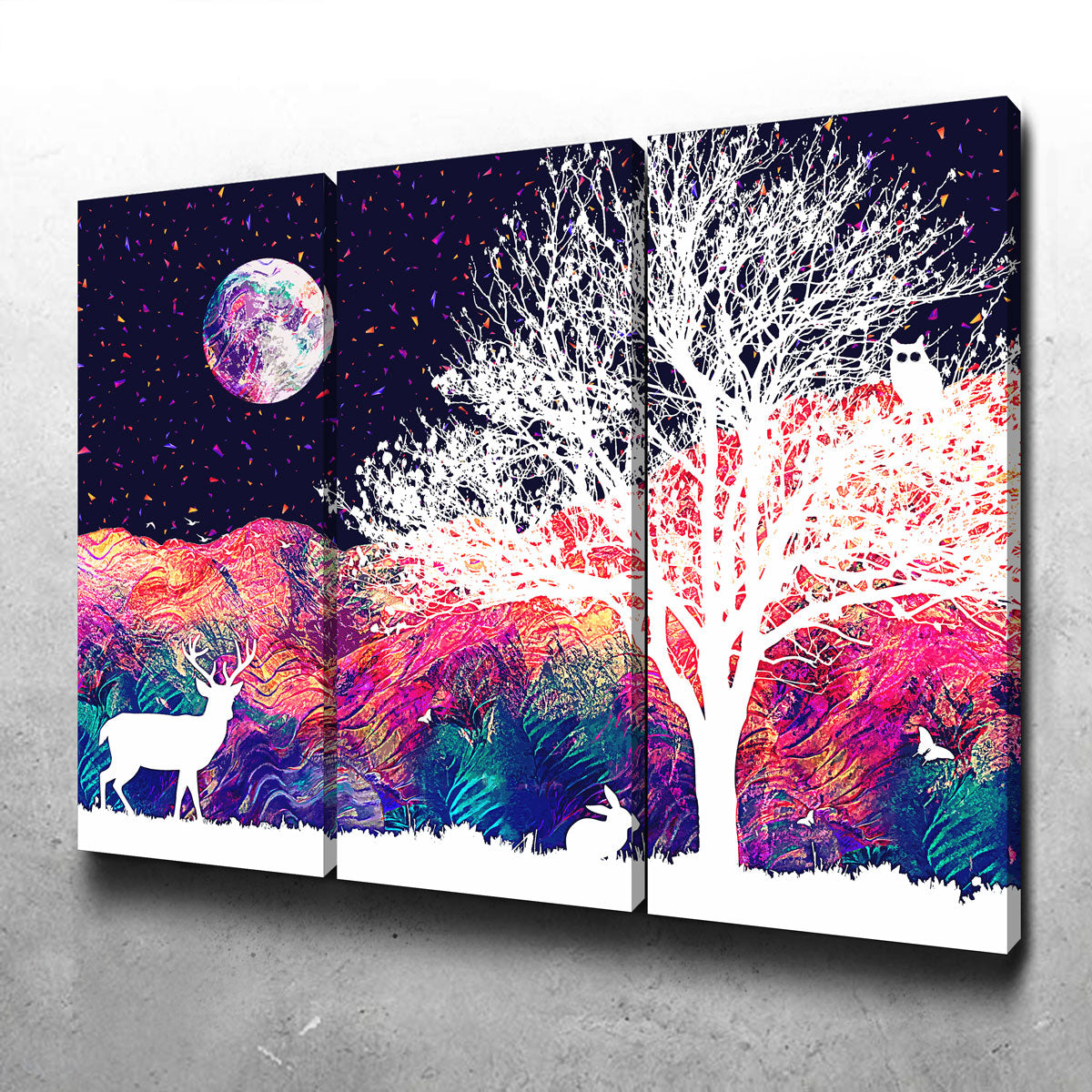 Stunning Abstract Moon Over Wildlife Wall Art for Home Decor