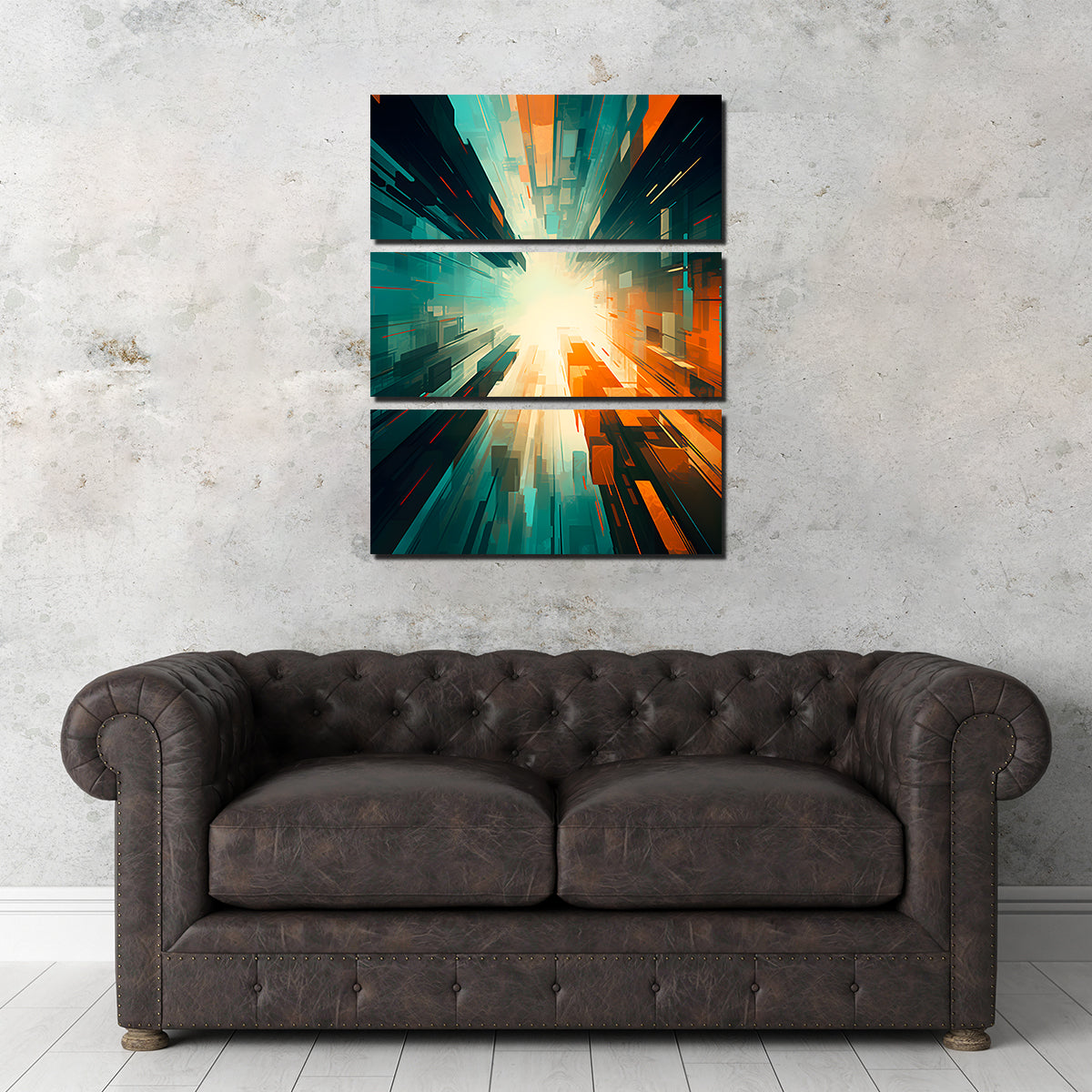 Stunning Abstract Wall Art - Blue Orange Shapes 5