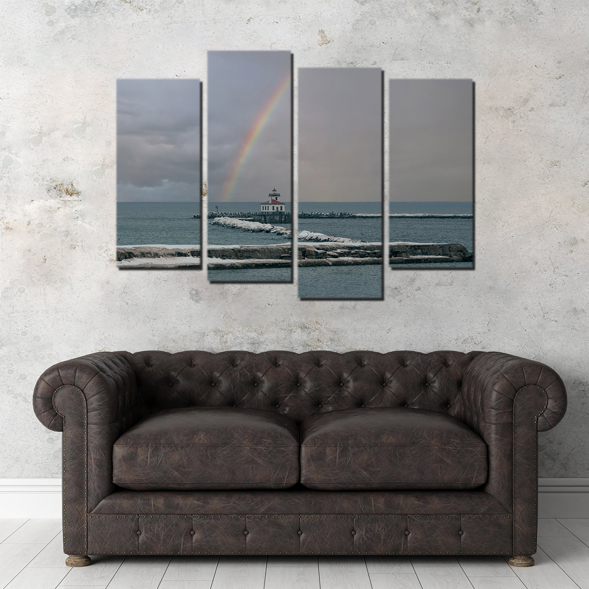 Stunning Lighthouse and Rainbow Wall Art by Dennis Maida