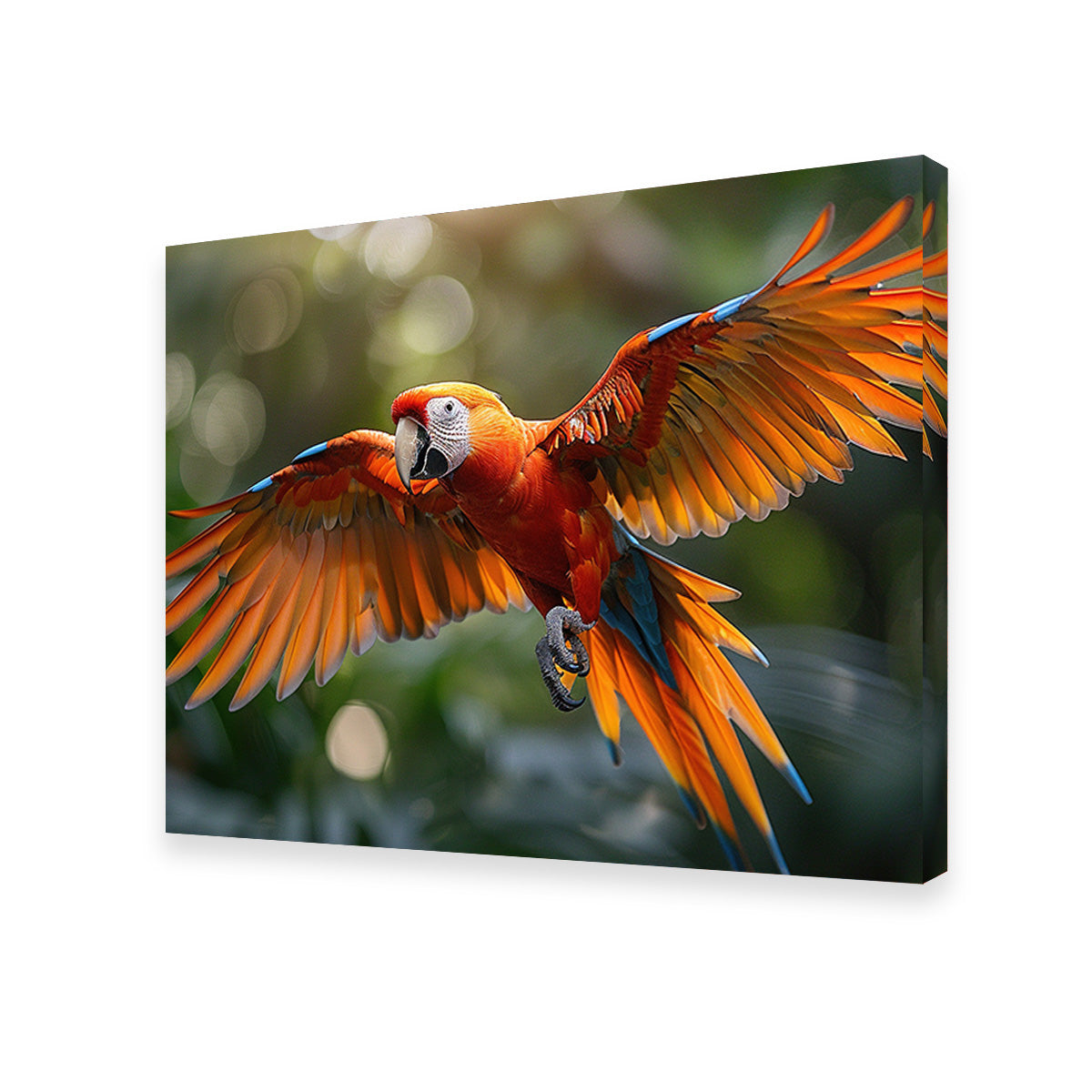 Stunning Scarlet Macaw in Flight Wall Art for Home Decor