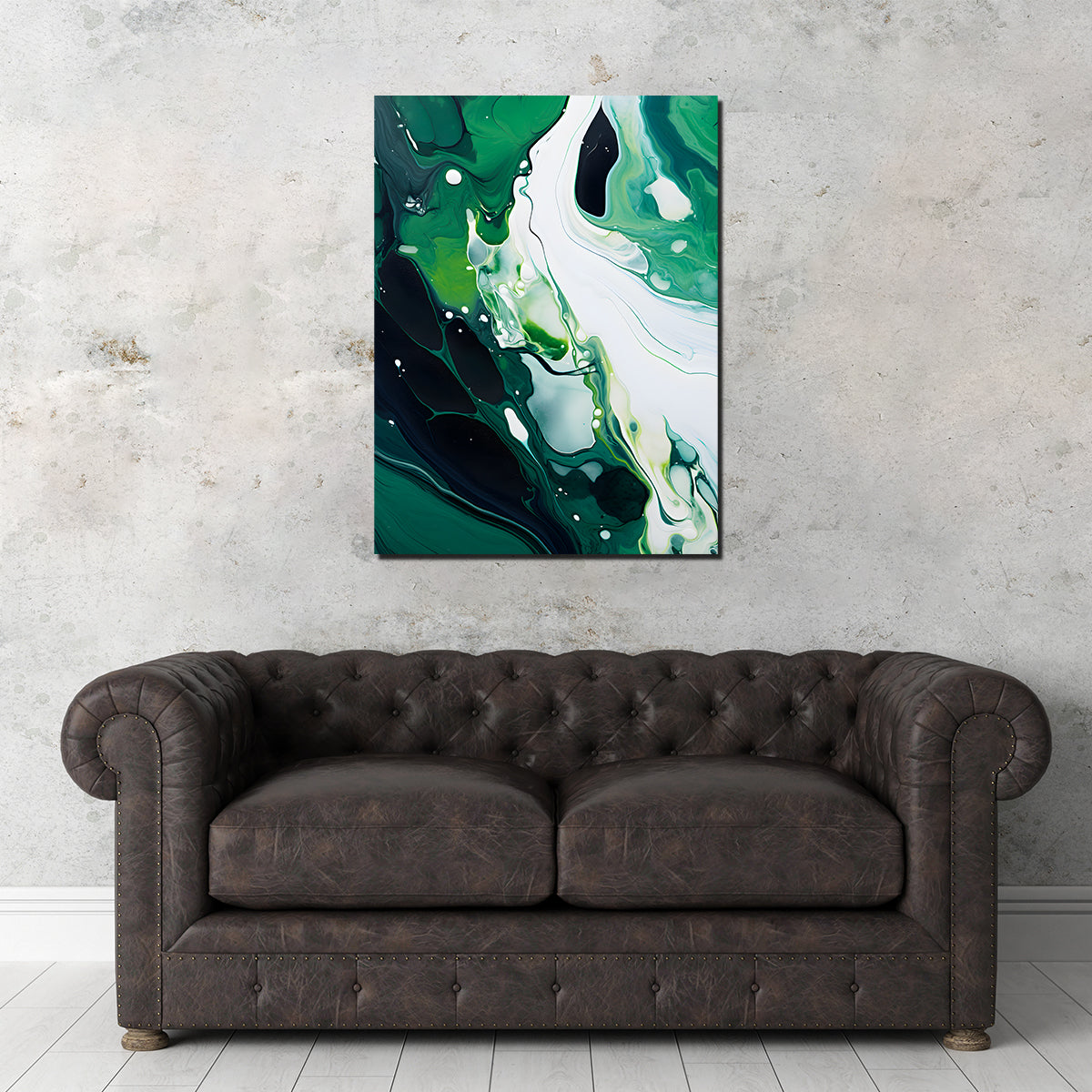 Stunning Abstract - Green and White Waves 2 Wall Art for Modern Interiors