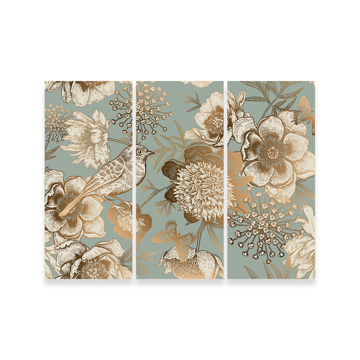 Exquisite Golden Flowers Pattern Wall Art for Stunning Home Decor