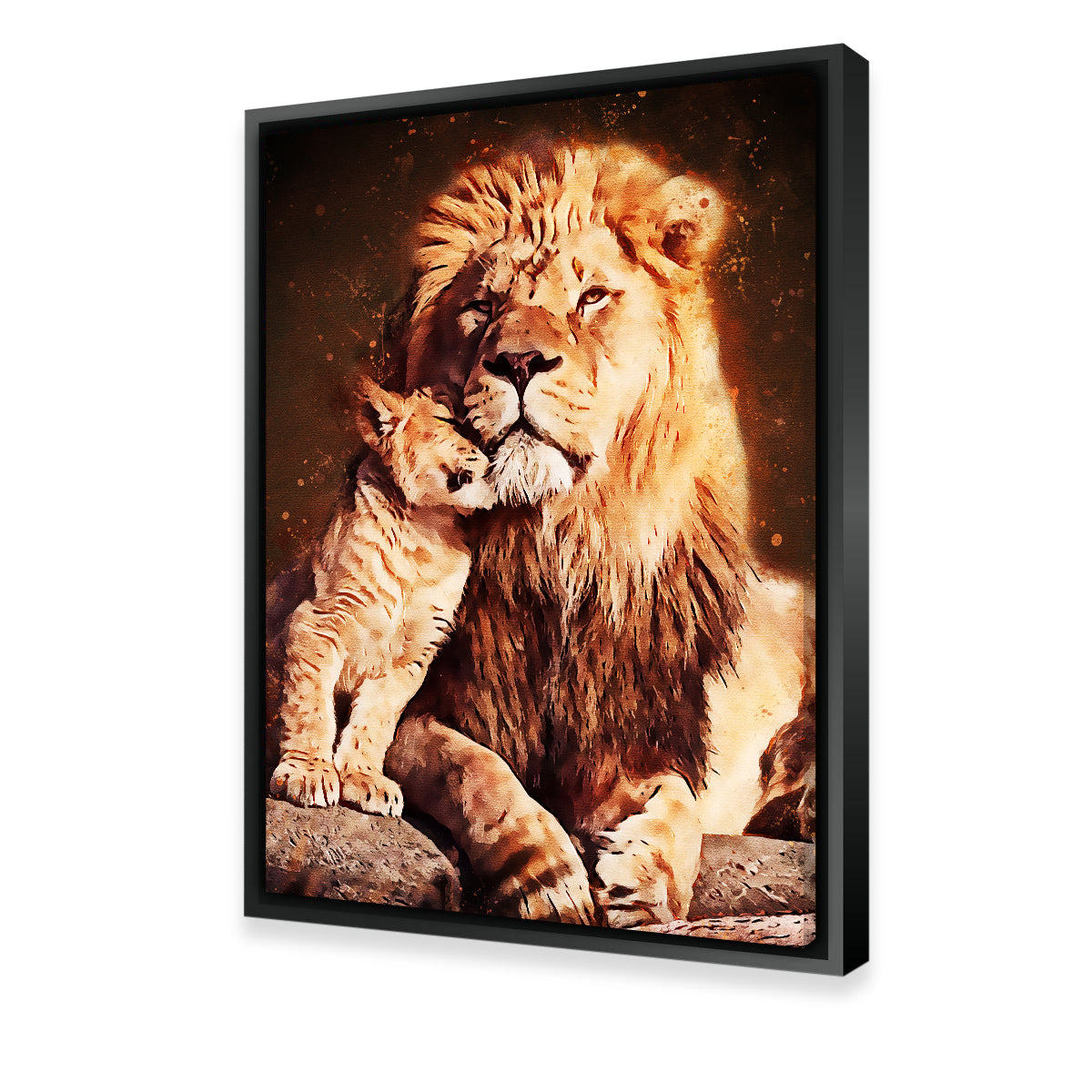 Exquisite Lion & Cub Wall Art - Handmade Canvas Print