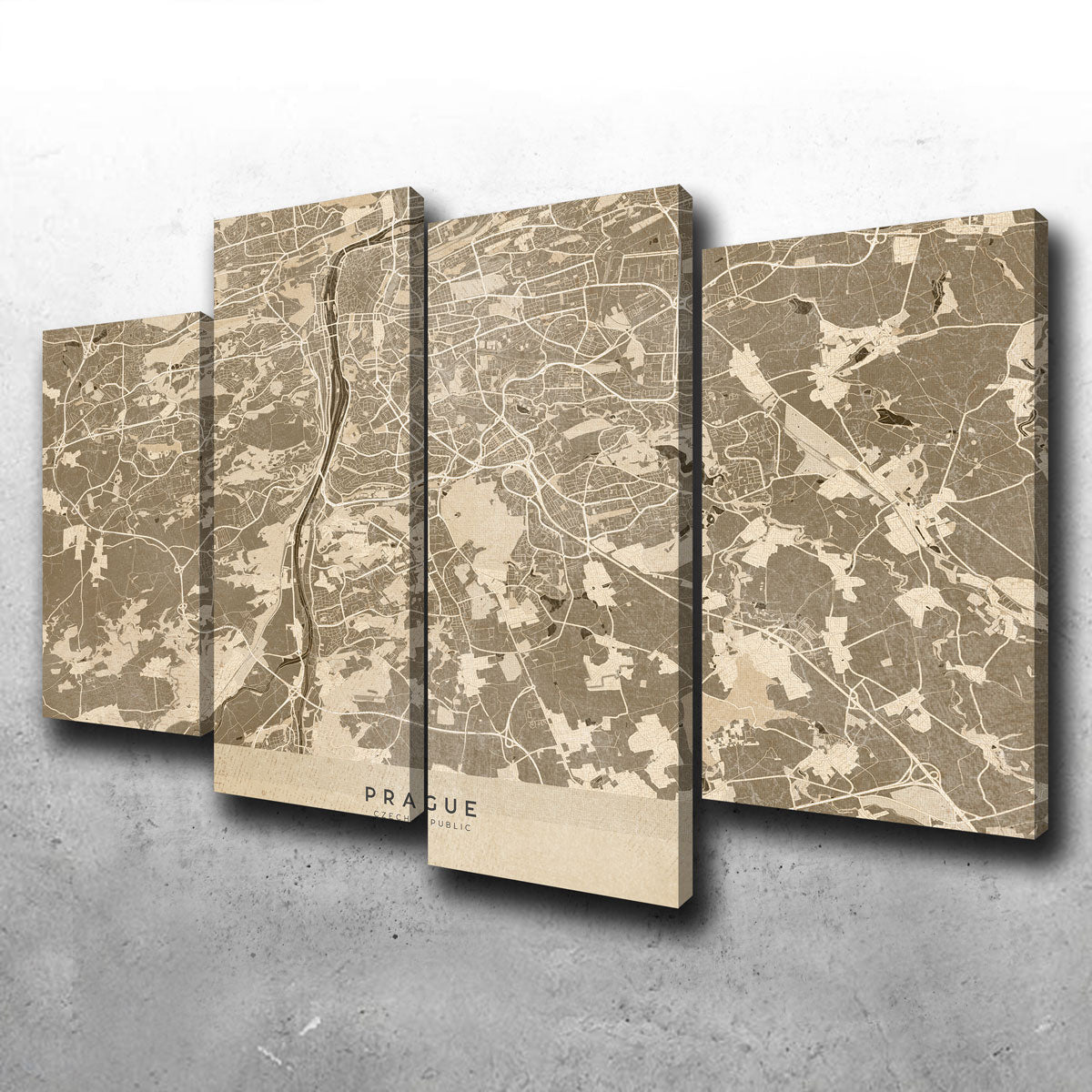 Prague Map Wall Art - Stunning Handmade Canvas Print
