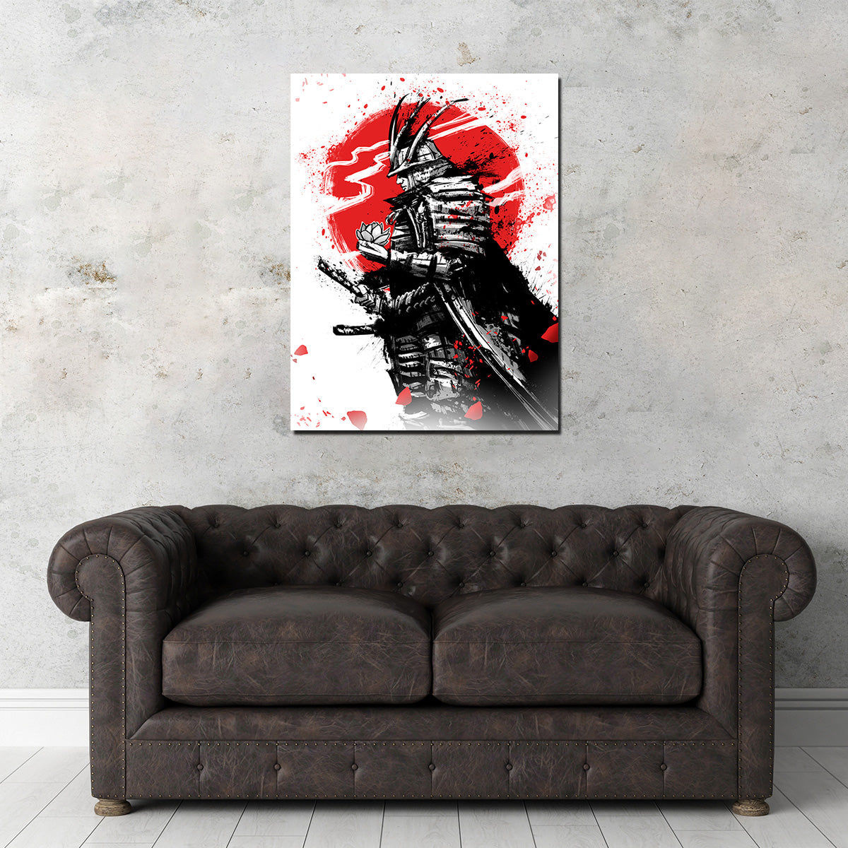 Stunning Samurai in Armor and Helmet Wall Art for Home Decor