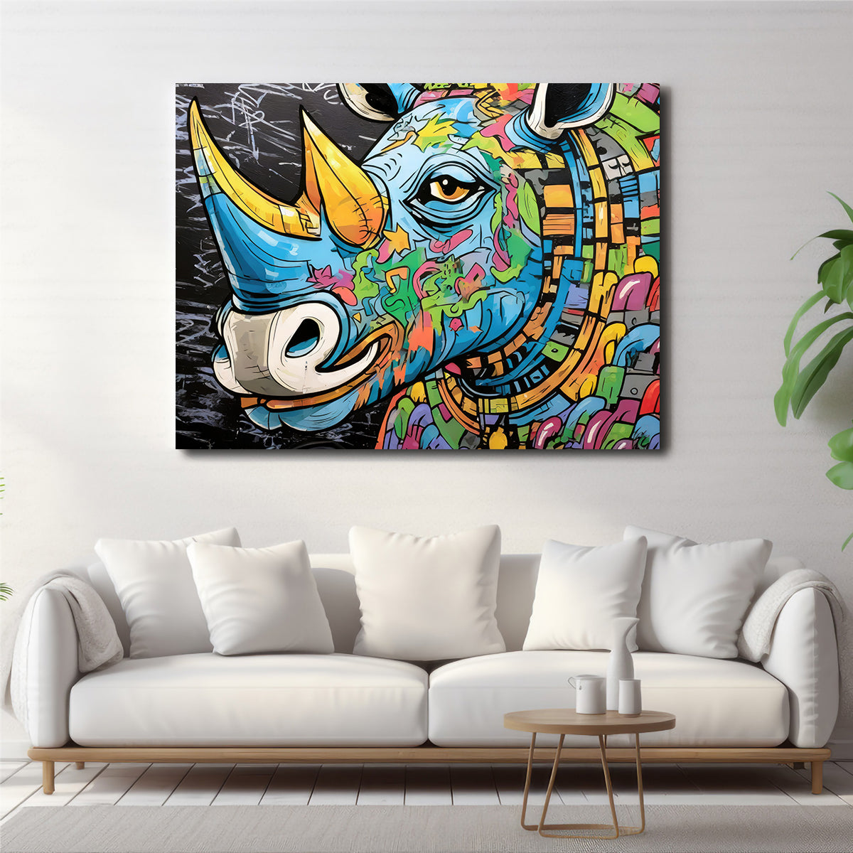 Stunning Rhino Graffiti Wall Art by Stephen Chambers