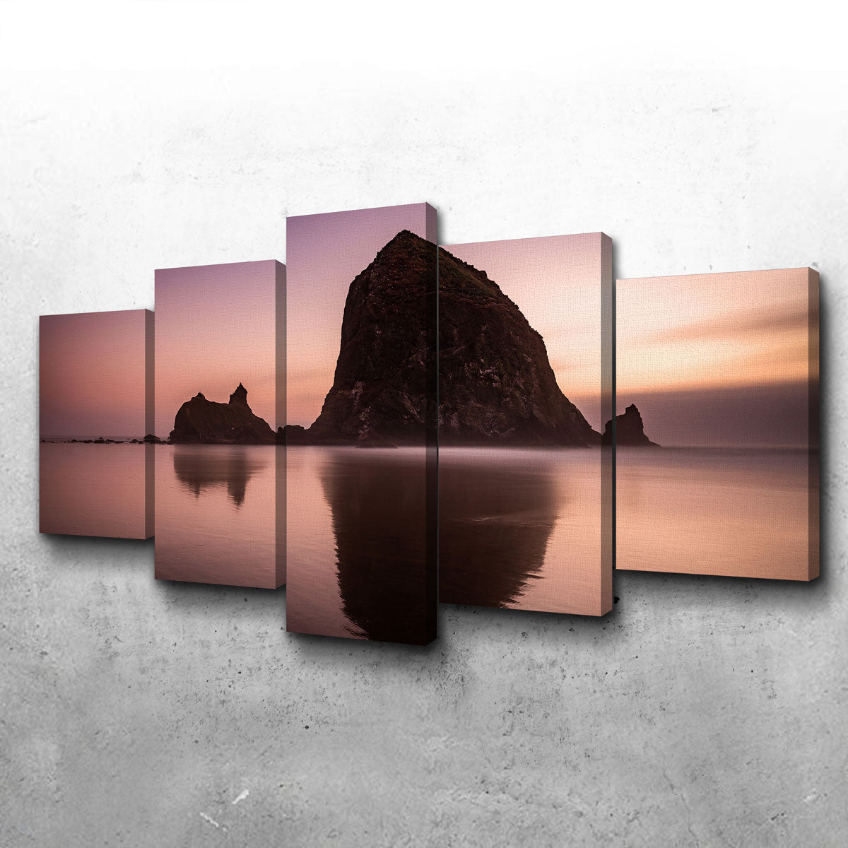 Exquisite Haystack Rock Wall Art - Handmade Canvas with Sustainable Pine Frames