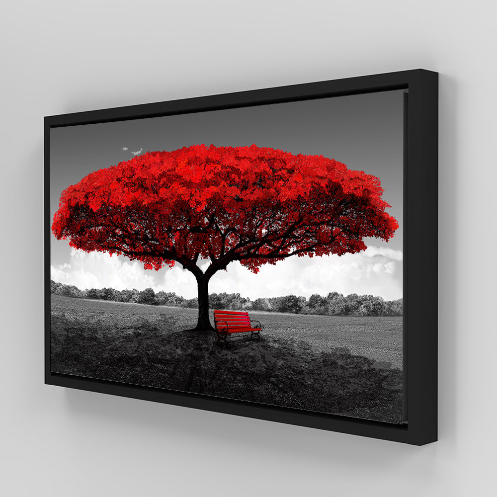 Vibrant Red Tree Panoramic Wall Art for Stunning Home Decor