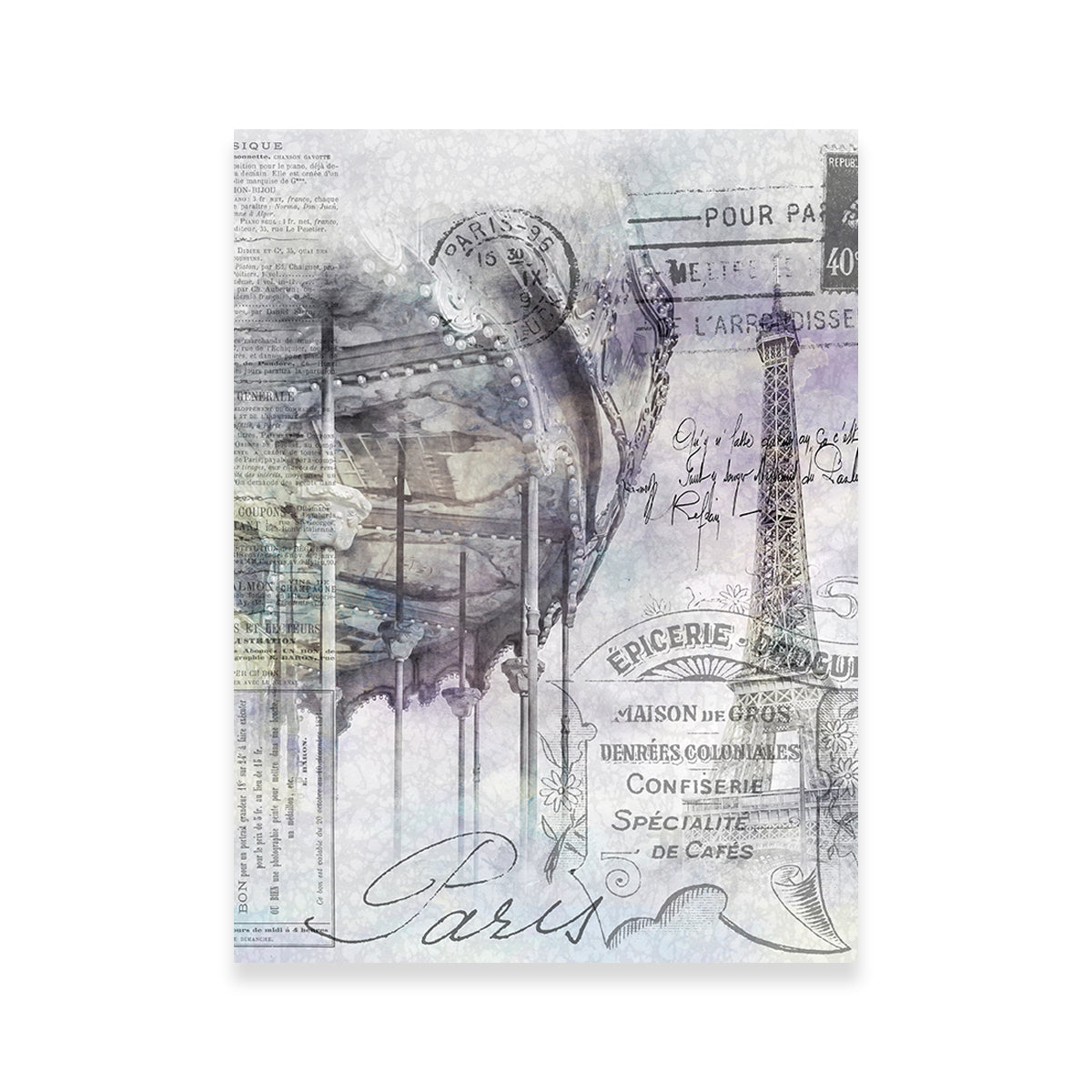 Exquisite Paris Collage - Eiffel Tower And Carousel Wall Art for Stunning Decor