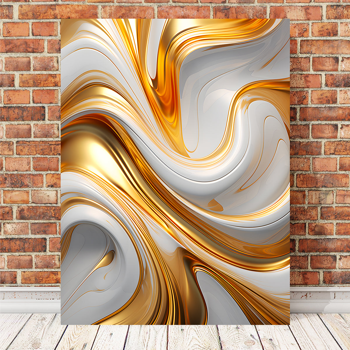 Abstract White Gold Waves Wall Art - Stunning 4 - Piece Collection