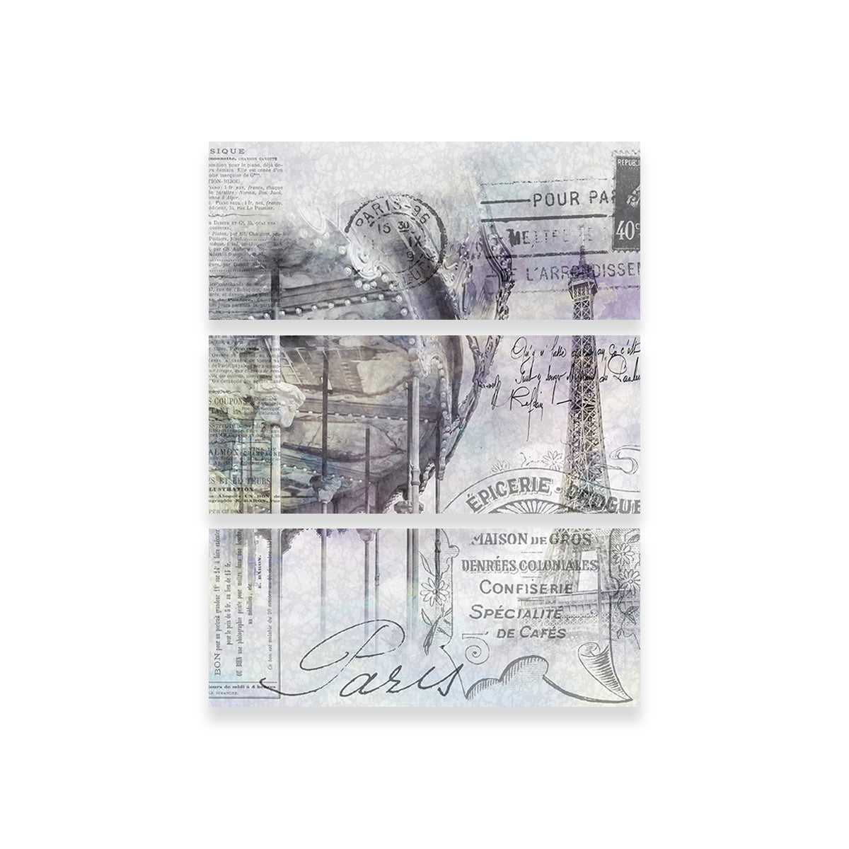 Exquisite Paris Collage - Eiffel Tower And Carousel Wall Art for Stunning Decor