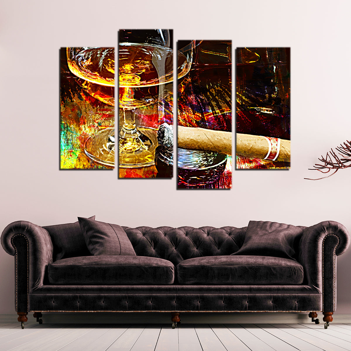 Exquisite Cigar and Whiskey-themed Wall Art for Home Decoration