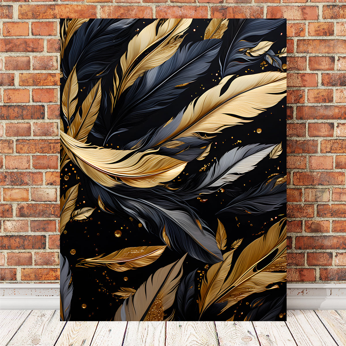 Stunning Abstract - Black Gold Feather 1 Wall Art for Modern Interiors