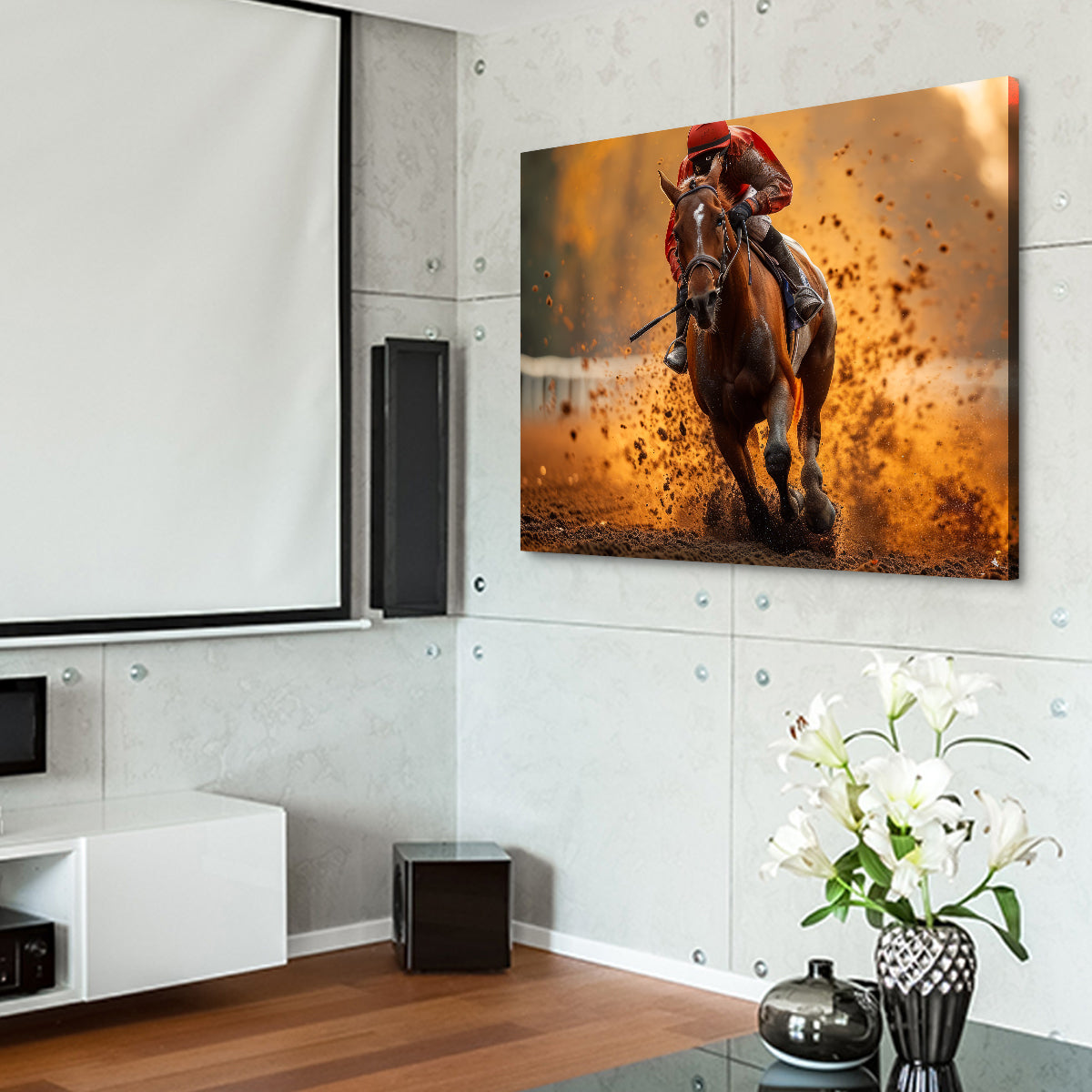 Exquisite Jockey on Horse Racing Wall Art for Stunning Decor