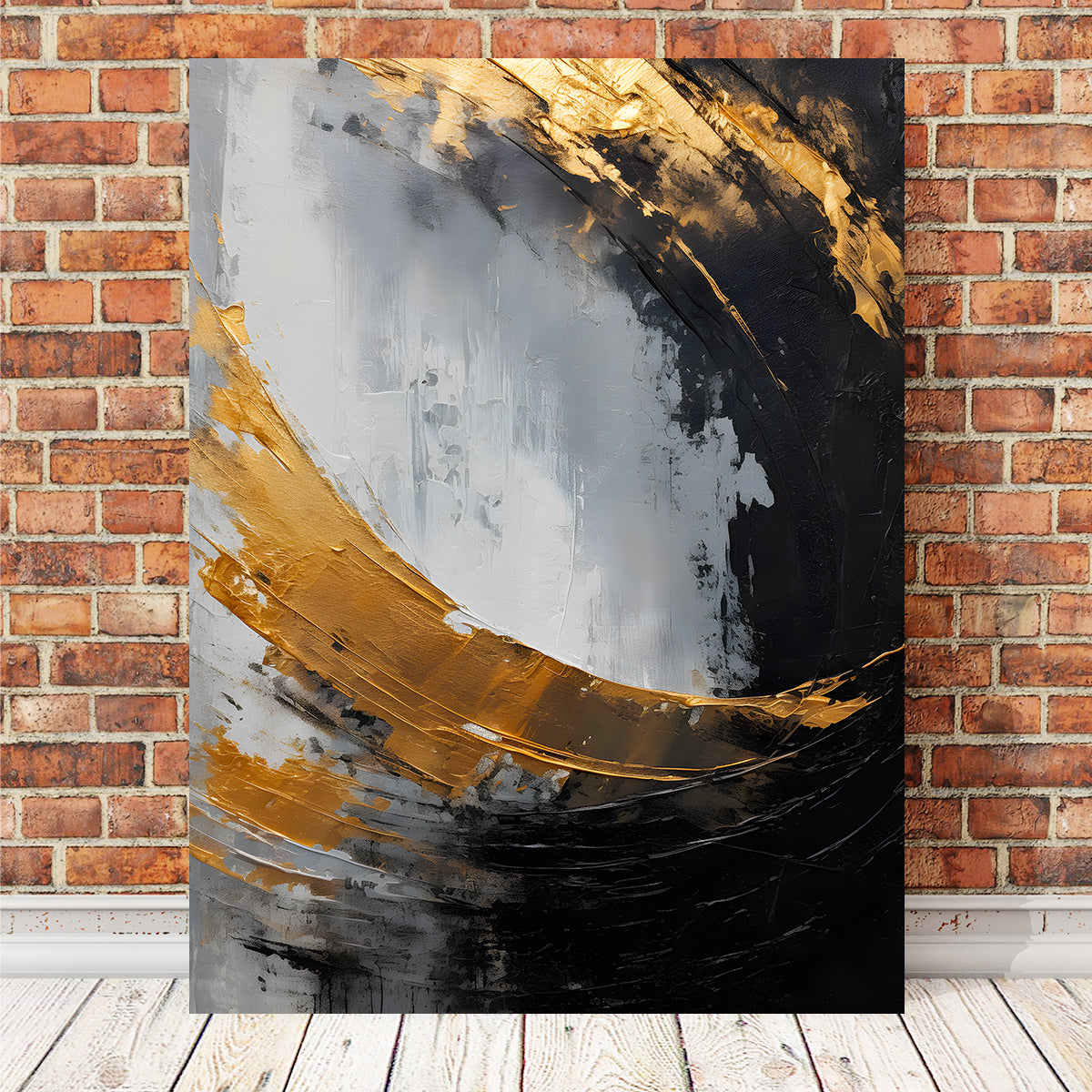 Stunning Abstract - Black Gold Shapes 3 Wall Art for Modern Spaces
