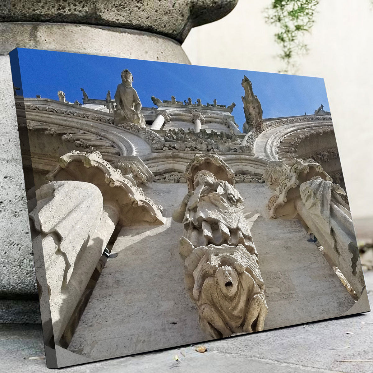 Exquisite Reims Cathedral Gargoyles Wall Art by David Campbell