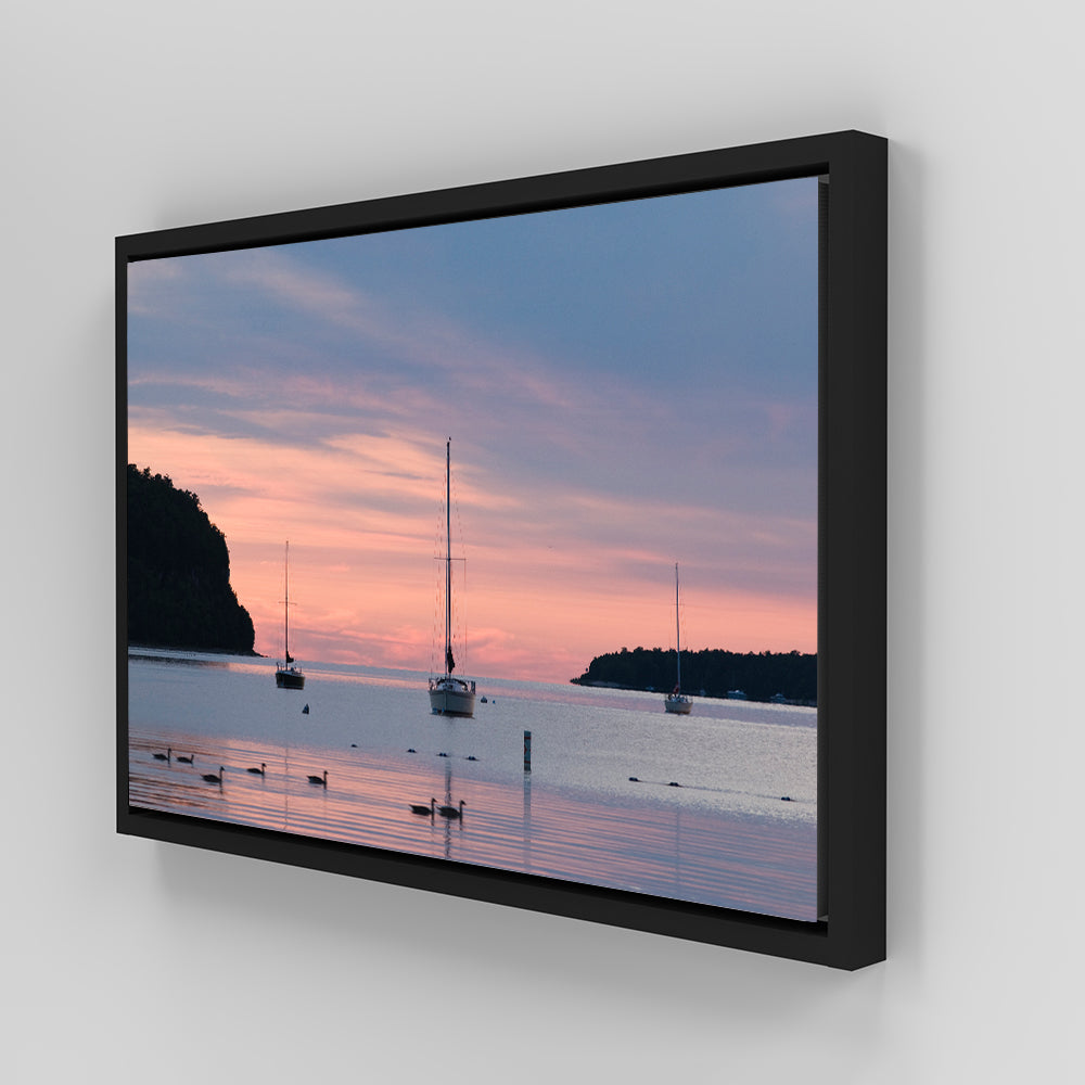 Stunning Sailboats At Sunset Wall Art for Door County Decor